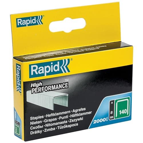 Image of Rapid High-Performance Staples for Insulation, Thin Plastics, Cardboard and Carpets Flatwire No. 140, Leg Length 8mm, Staple Gun Staples, Galvanised Steel, 2000 Pieces, Boxed (11908131)