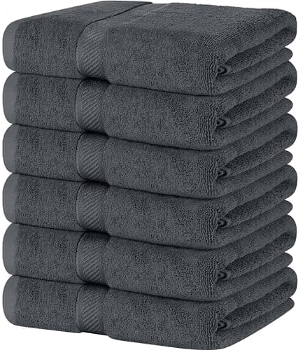Image of Utopia Towels - 6 Pack Bath Towel Set, 100% Ring Spun Cotton (60 x 120 CM) Medium Lightweight and Highly Absorbent Quick Drying Towels, Premium Towels for Hotel, Spa and Bathroom (Grey)