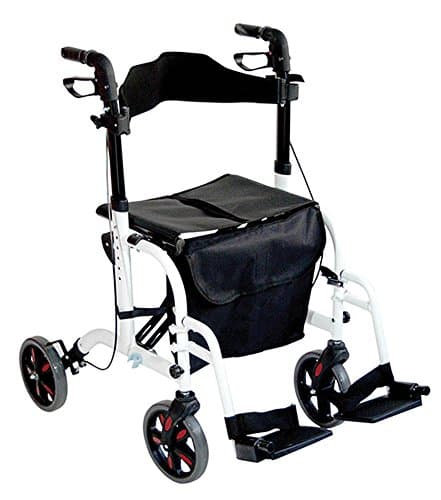 Image of Aidapt Duo Deluxe White Folding Light Weight 4 Wheeled Rollator Transit Chair Mobility Aid with Seat, Foot Plates, Carry Bag, Lockable Brakes and Puncture Proof Tyres for Indoor and Outdoor use.