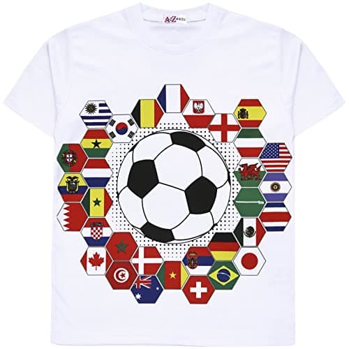 Image of A2Z 4 Kids Girls Boys T Shirts International Football World Cup - T Shirt 553 White 9-10