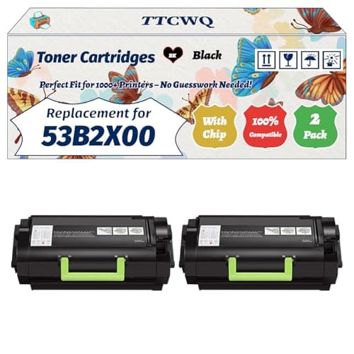 Image of Compatible for Lexmark 53B2X00 Toner Cartridges Work for Lexmark MS818dn Printers, with Chip, High Yield 45000 Pages, High-Definition Printing (2-Pack Black)