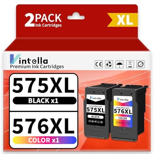 Image of Vintella PG-575XL CL-576XL Ink Cartridges Replacement for Canon 575 576 575XL 576XL Printer Cartridges Compatible with Canon Pixma TS3550i TS3551i TS3750i TR4750i TR4751i TR4755i (1 Black, 1 Colour)