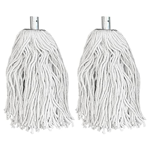Image of Pack of 2 PY.16 Pure Yarn Cotton Mop Head Replacement with Galvanized Socket - Heavy-Duty for All-Around Floor Cleaning