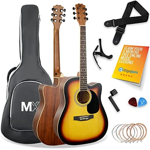 Image of MX by 3rd Avenue Performance Series Acoustic Guitar Full Size Guitar Package with Sunburst Cutaway Spruce Top