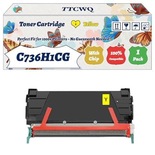 Image of Compatible for Lexmark C736H1CG C736H1MG C736H1YG Toner Cartridge Work for Lexmark C736DN C736DTN C736N X736DE X738DE Printers (1 Pack Yellow)