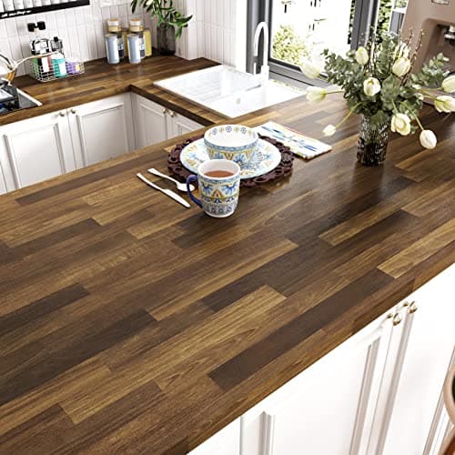 Image of Yullpaper Brown Wood Effect Vinyl Self Adhesive Wallpaper Kitchen Worktop Covering Vinyl Wrap for Furniture Counter Brown Wood Panel Wallpaper for Living Room Vintage Sticky Back Plastic 60cm X 300cm