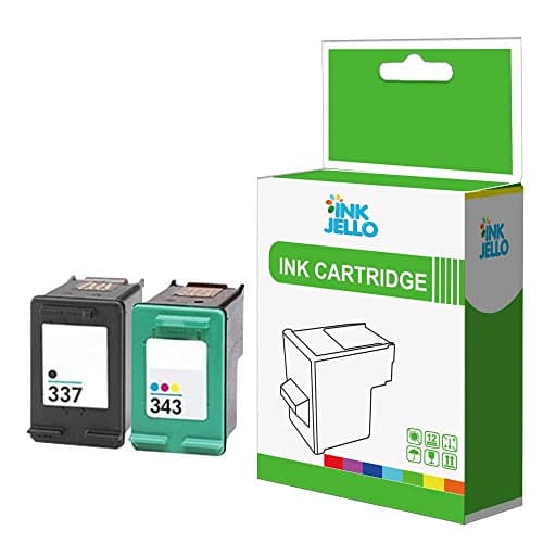Image of InkJello Compatible Ink Cartridge Replacement for HP Photosmart 2570 2573 2575 2575a 2575v 2575xi 8049 8050 8050xi C4100 C4140 C4150 C4160 C4180 C4183-337/343 (Black,Colours 2-Pack)