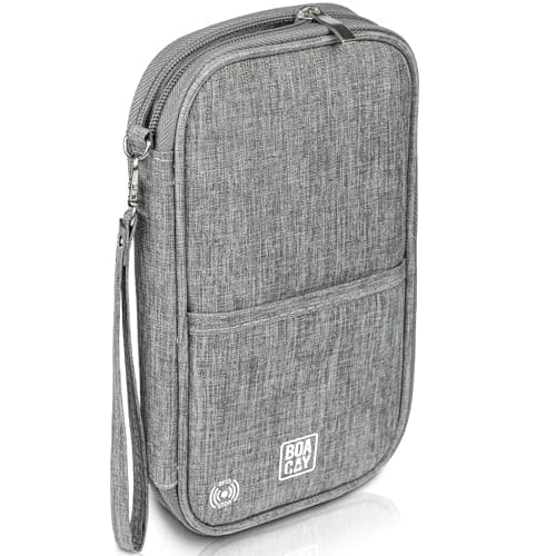 Image of BOACAY Family Passport Holder, RFID Travel Wallet for Women & Men, Document Organiser, Holiday Essentials & Waterproof Cover for Tickets, Money, Cards