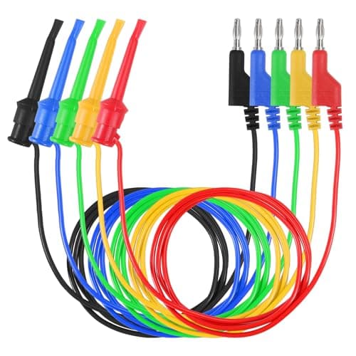 Image of 5Pcs Banana Plug to Test Hook Wire Test Lead 4mm Stackable Banana Plug Wire Test Cable 500V 5A for Electrical Multimeter Testing Wire