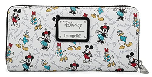 Image of Loungefly Disney Wallet Mickey Minnie Mouse Daisy Donald Duck Zip Clutch White