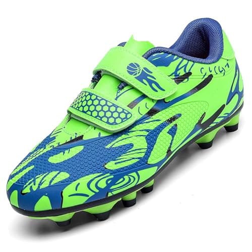 Image of Unitysow Kids Football Boots Boys Girls Astro Turf Trainers Junior Soccer Athletics Sport Training Shoes Indoor Outdoor Football Shoes Unisex,Green,4 UK