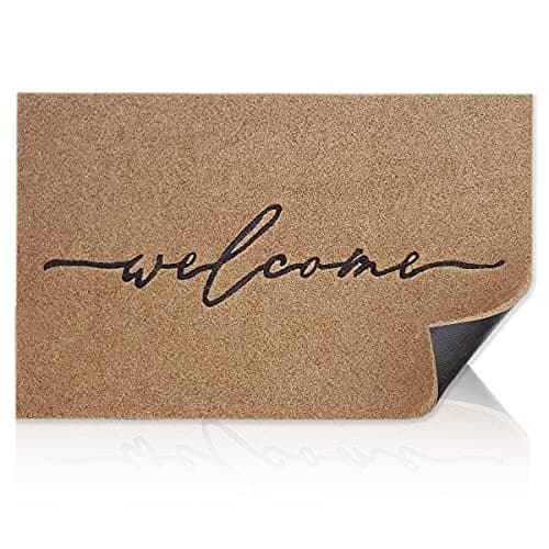 Image of AAZZKANG Brown Welcome Doormat Non Slip Durable Outdoor Door Mat Ultra Absorb Mud Easy to Clean Indoor Entrance Rug for Front Door