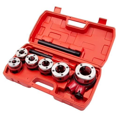 Image of maXpeedingrods BSPT Ratchet Pipe Threader Kit, Manual Ratcheting Pipe Threading Tool Set w/ 6 Dies 1/4", 3/8", 1/2", 3/4", 1", 1-1/4" for Metal and PVC Pipes