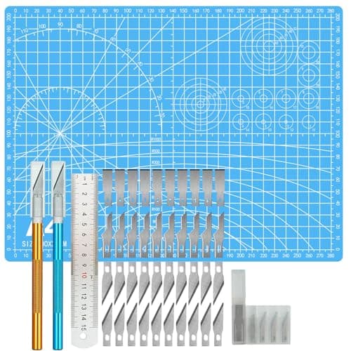 Image of FANFX 44PCS A4 Cutting Mat Kit, A4 Mat for Carving Crafts, Cutting Board for Sewing Self Healing Cutting Mat (Blue)
