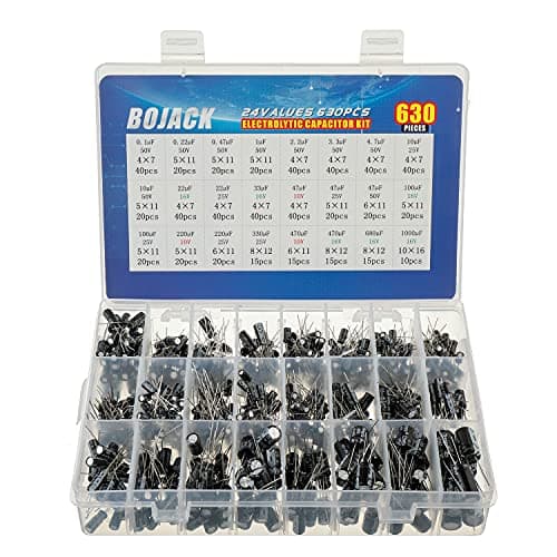 Image of BOJACK 24Value 630pcs Aluminum Electrolytic Capacitor Assortment Box Kit Range 0.1uF-1000uF