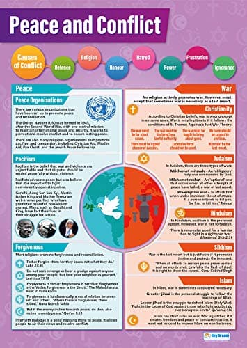 Image of Daydream Education Peace and Conflict | Religious Education Posters | Gloss Paper measuring 850mm x 594mm (A1) | Religious Studies Charts for the Classroom | Education Charts