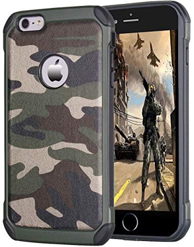 Image of leobray for iPhone 6 Plus/6s Plus case,Heavy Duty Protective Bumper Shockproof Armor Ultra Hybrid Rugged Camouflage Case for iPhone 6 Plus/6s Plus-Camo Green