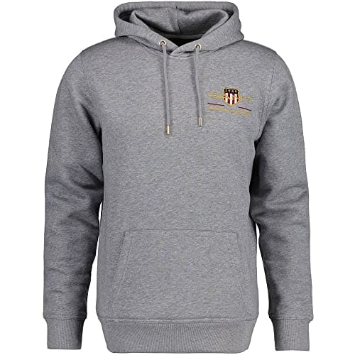 Image of GANT Long Sleeve Logo Knit Hoodie Red, Grey Melange, XXL