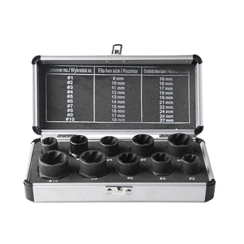 Image of LSDZHK 10 PCS Nut Remover Impact Nut Extractor Set, Bolt Extractor Socket Wrenches Tool for Removing Damaged, Rusted, Rounded-Off Bolts, Nuts & Screws (One Size 10PCS Long), Black