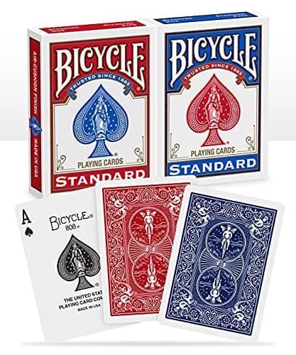 Image of Bicycle® Standard index Playing Cards, 2 Decks, Red & Blue, Air Cushion Finish, Professional, Superb Handling & Durability for 14 years