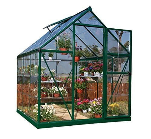 Image of Palram Canopia Harmony 6x4 Green Greenhouse - Clear Polycarbonate, Aluminum Frame, Base Included