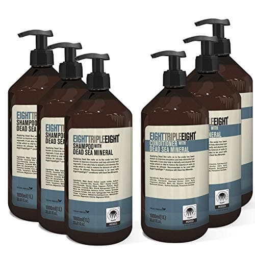 Image of Eight Triple Eight Dead Sea Mineral Hair Care Set- 3x Shampoo & 3x Conditioner 1 Litre