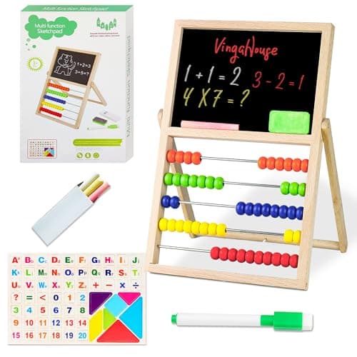 Image of VingaHouse Wooden abacus for kids, toddler counting montessori toys, abacus + Magnetic Drawing Board, Multifunctional Learning Toy, suitable as learning toy gifts for children