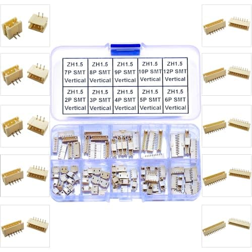 Image of JTSINERU JST SMT Connector Socket, JST ZH 1.5 1.5MM 2Pin 3Pin 4Pin 5Pin 6Pin 7Pin 8Pin 9Pin 10Pin 12Pin Micro SMD Header PCB Board Surface Mount Mounting Top Type Vertical Header (JTS-ZH1.5-SMT-Ver)