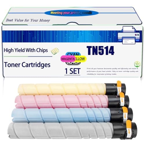 Image of Compatible for Konica Minolta TN514 Toner Cartridges Bizhub C458 C558 C658 Printers, High Yield 38000 Pages, with Chip (4-Pack BK/C/M/Y)