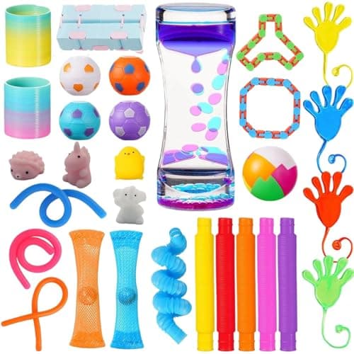 Image of MIFKLMV Sensory Fidget Toys Pack With Box,Fidget Sensory Toys Set, Stress Relief & Anxiety Toys, for ADHD, Autism, Party Favors & Classroom Prizes -G