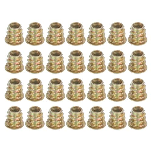 Image of sourcing map 28 Pcs Threaded Inserts for Wood, Zinc Alloy M6 Thread Inserts Nuts Hex Socket Drive Screw 10mm Length for Furniture, Cabinet, Tables and Chairs
