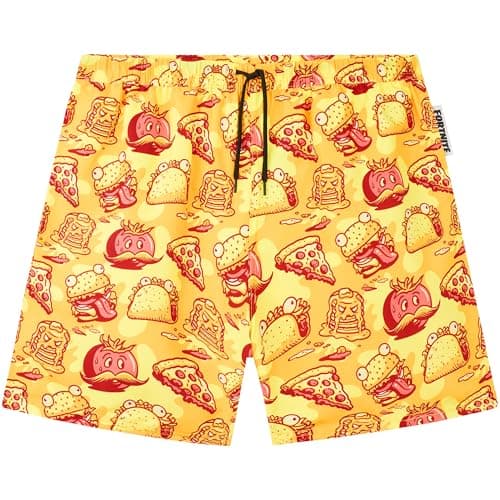 Image of Fortnite Boys Swimming Shorts, UPF 50+ Mesh Lined Swim Shorts, Pool Swimming Trunks & Beach Essentials, Gaming Gifts for Boys (15-16 Years, Yellow Fortnite)