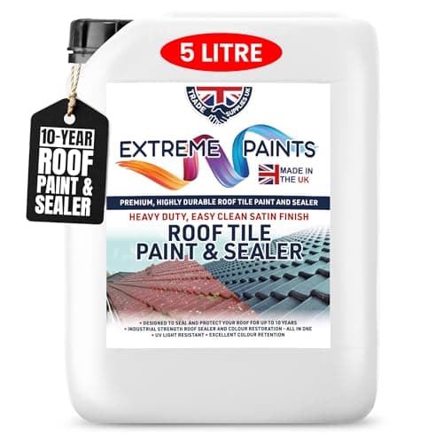 Image of TRADE SUPPLIES UK - Extreme Roof Tile Paint & Sealer - Durable Acrylic Formula, Restores, Protects, Seals Roof Tiles, UV Resistant - BLACK, 5L