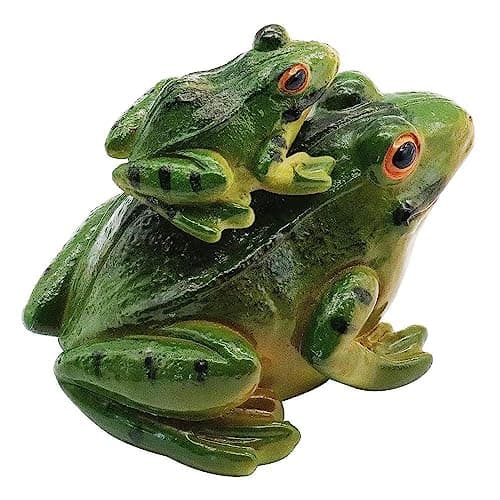 Image of Moruska Garden Ornaments Frog Statue Set of 2, Resin Realistic Frog Figurine Garden Decor for Patio Balcony Pond Yard Lawn Indoor Outdoor Fairy Garden