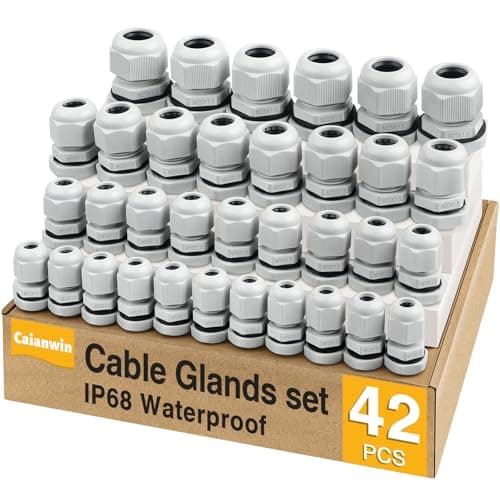 Image of Caianwin 42Pcs Locknut Cable Glands Waterproof Connectors Set Cable Gland Set IP68 M12 M16 M25 M20 Cable Gland for Electrical Boxes Junction Boxes Wall-Mounted Distribution Boxes