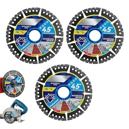Image of Diamond Multi-Purpose Saw Blades, 4.5 Inch Angle Grinder Cutting Disc, Diamond Saw Blades, Segmented General Purpose Blade Dry/Wet Cutting Concrete, Diamonds Cutting Wheel for Marble Tile Steel (3PCS)