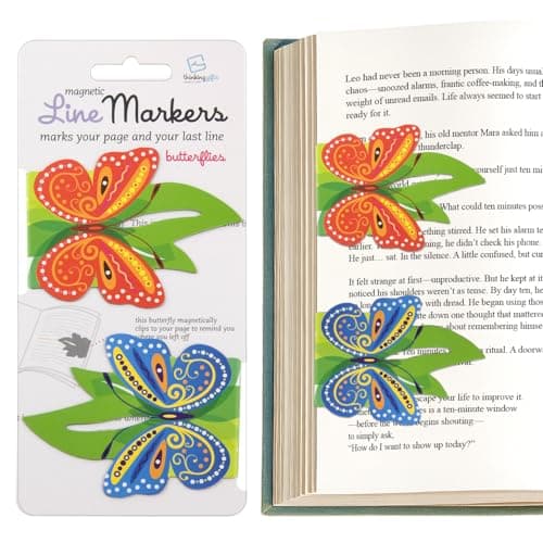 Image of Gifts for Readers & Writers Linemarker Magnetic Bookmarks - Set of 2 | Page Holder Set | Book Holder Clips for Reading | Stylish Magnet Page Markers | Gift Idea for Readers, Book Lovers