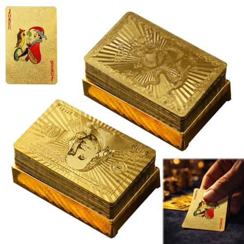 Image of Yupaluz 2Pairs Gold Playing Cards,Playing Cards Multipack,Pack Of Cards Playin g Card For Beach Blackjack Texas Canasta Bridge Adult Card Games