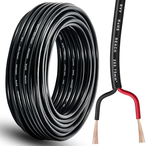 Image of DARKGUARD 2 Core Trailer Wiring Cable 0.75mm², 15M Towing Wire Automotive Caravan Wire For Truck RV, 12V 24V Round Copper Cable 2 Conductor Flexible PVC for Trailer Light LED Lighting