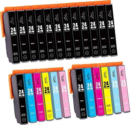Image of KING OF FLASH 24xl Compatible Ink Cartridges Replacement for Epson 24 XL for Epson Expression Photo XP-970 XP-55 XP-950 XP-860 XP-960 XP-750 XP-760 XP-850 Printer (2 Sets & 12 Black)
