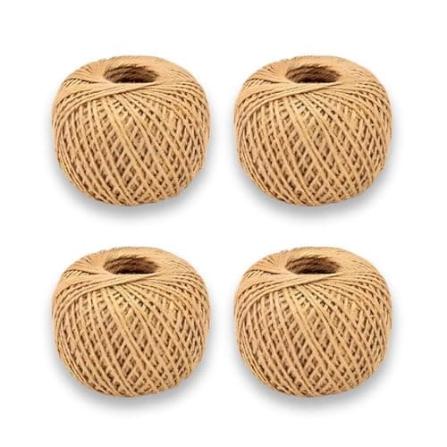 Image of Pack of 4, Brown Cotton Twine String Balls for Arts & Crafts, Floristry, Kitchen, 48 m,