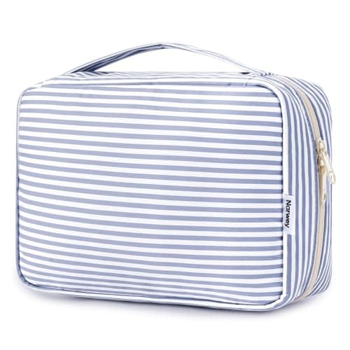 Image of Travel Hanging Toiletry Wash Bag Toiletry Bags for Women Toiletries Bag Washbag Makeup Cosmetic Organizer for Men Girls (Greyish Blue Stripe)