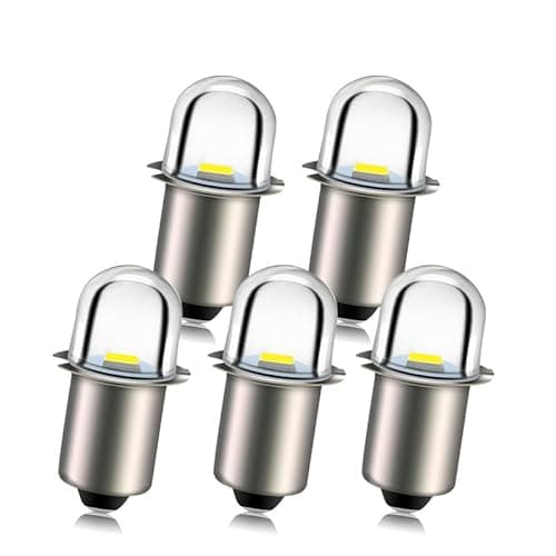 Image of Ruiandsion Upgrade LED Flashlight Bulbs P13.5S Base Socket White LED Bulbs 18V Replacement for Headlamp Flashlight Torch Lights,Non-Polarity (Pack of 5)