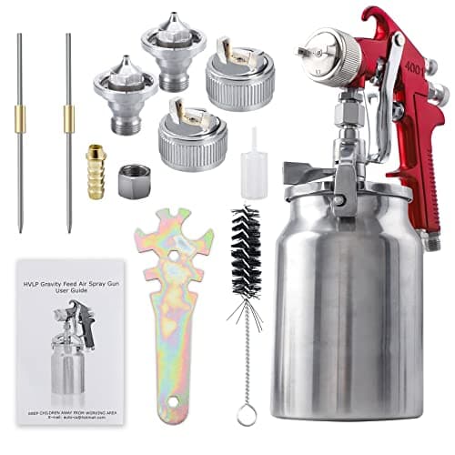 Image of CarBole HVLP Siphon Feed Air Spray Gun,1.3/1.8/2.0mm Nozzles,1000cc Aluminum Cup,Professional Paint Sprayer for Automotive,Furniture,Fence
