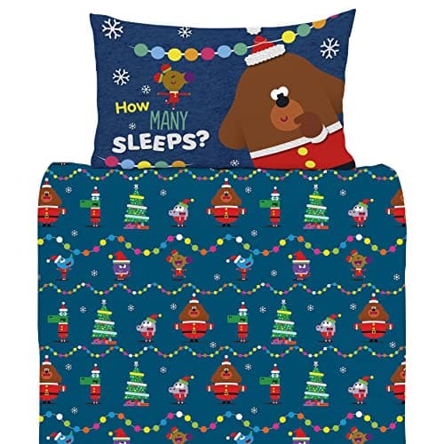 Image of Hey Duggee Single Duvet Cover - Duggee Christmas Design - Official Reversible Bedding Set - Polycotton