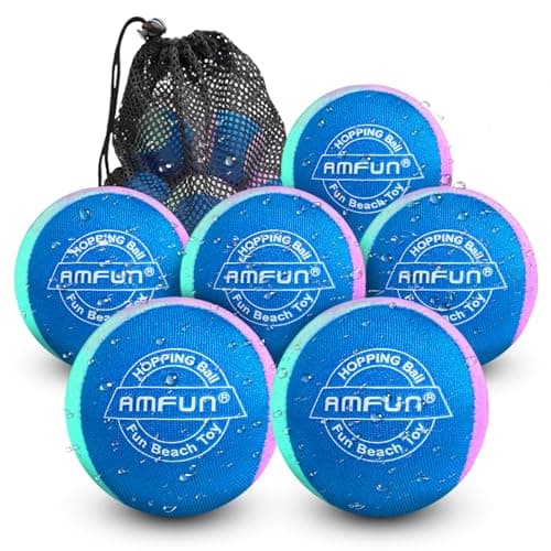 Image of AMFUN Water Bouncing Ball, 6PCS Funny Pool Toys Balls, Skimming Balls, Soft Quick-drying Water Jumping Balls with Net Storage Bag, Water Sports Games Bouncing Ball for Pool Beach
