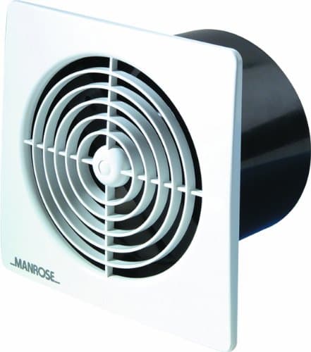 Image of Manrose 100mm Low Profile Standard Flush Extractor Fan, 140mm x 140mm x 140mm, Chrome, 15W, 23 CFM, 41dB, For Buildings, Rooms
