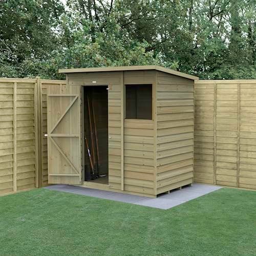 Image of Forest Garden 4LIFE Pent Shed 6x4 | Single Door | 1 Window|25 Year Anti-Rot Guarantee