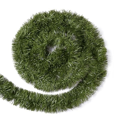 Image of 16M/ 52FT Green Christmas Garland Decoration, Xmas Artificial Vine Soft Green Tinsel Pine Holiday Decor for Stair Fireplace Door Christmas Tree Ornaments Indoor Outdoor, 1 Pack
