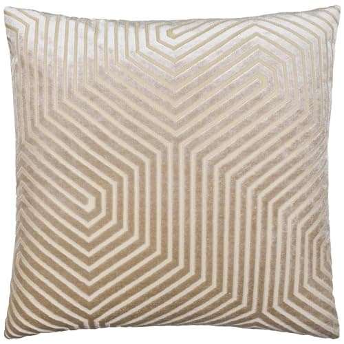 Image of Paoletti Evoke Velvet Cushion Cover – Luxurious Chevron Pattern Decorative Square Cushion Case (Mink - 55x55cm)